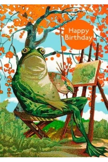 Karnet B6 z kopertą Urodziny Żaba malarz