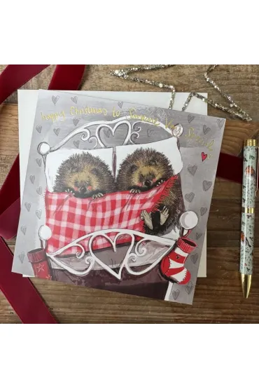 Karnet Święta kwadrat Jeże pod kocem