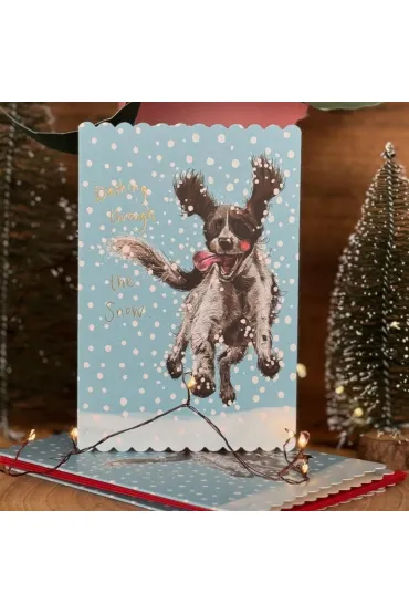Karnet Święta Spaniel w śniegu