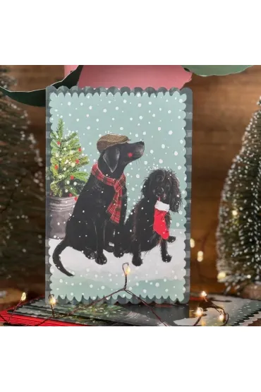 Karnet Święta Świąteczne psy przy choince