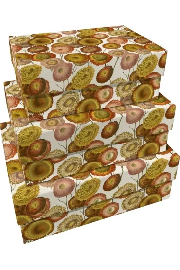 Pudełka ozdobne Pomarańczowe kwiaty 3 szt