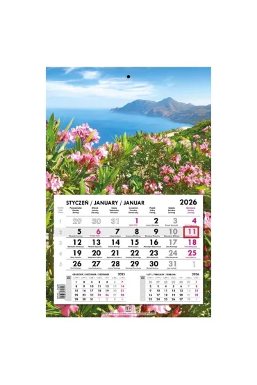 Kalendarz 2026 jednodzielny płaski Grecja Kos