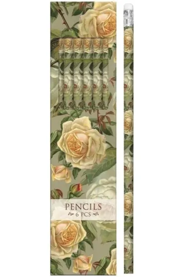 Ołówki ozdobne STPEN43 żółte róże 6 szt