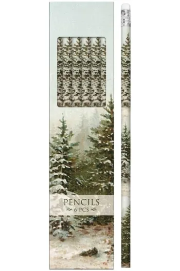 Ołówki ozdobne STPEN43 zimowy las 6 szt