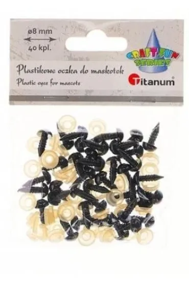 Oczy do maskotek plastikowe 8mm z mocowaniem 50 szt