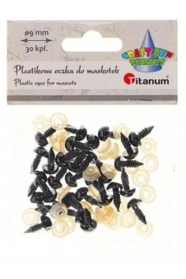 Oczy do maskotek plastikowe 9mm z mocowaniem 30 szt