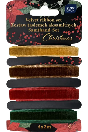 Zestaw tasiemek aksamitnych 4x2m Christmas