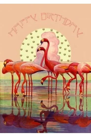 Karnet B6 brokat z kopertą Flamingi zachód słońca