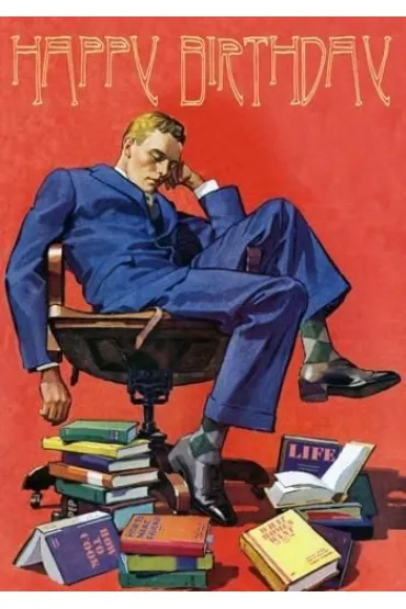 Karnet B6 z kopertą Urodziny Mężczyzna i książki