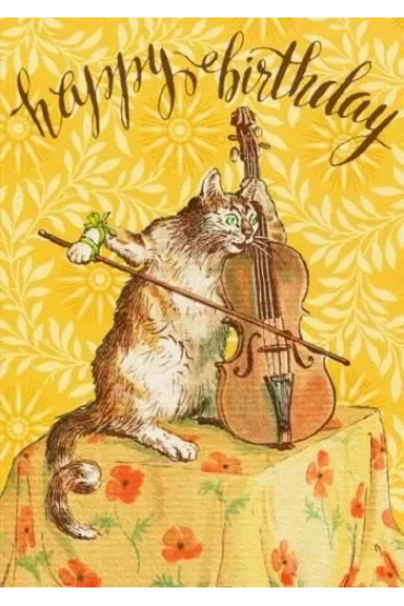 Karnet B6 z kopertą Urodziny Kot skrzypce