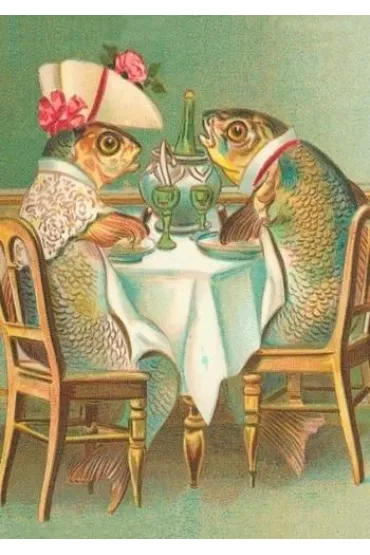 Karnet B6 z kopertą Ryby na kolacji