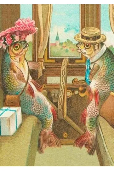 Karnet B6 z kopertą Ryby w pociągu