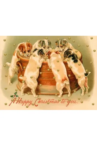 Karnet mini brokat z kopertą Święta Pieski