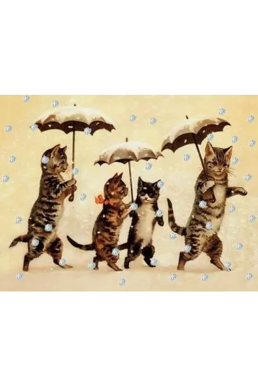 Karnet mini brokat z kopertą Święta Kotki