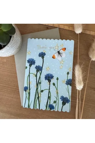 Karnet Dziękuję Motyl i chabry Podziękowania