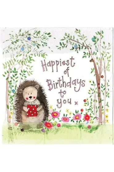 Karnet Urodziny Jeż z prezentem