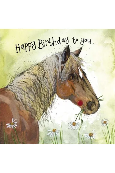 Karnet Urodziny Koń i kwiaty