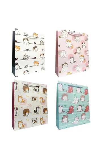 Torebka prezentowa dziecięca L Kociaki mix