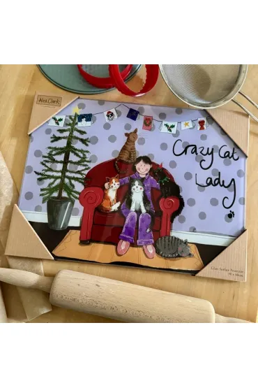 Szklana deska ozdobna Crazy Cat Lady Kociara Święt