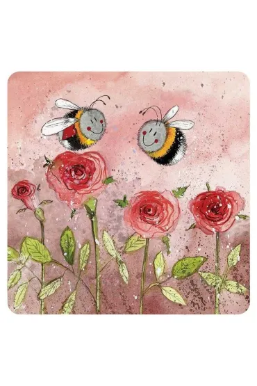 Podkładka pod kubek Pszczoły i róże