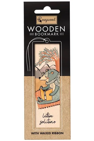 Zakładka drewniana Czytający miś
