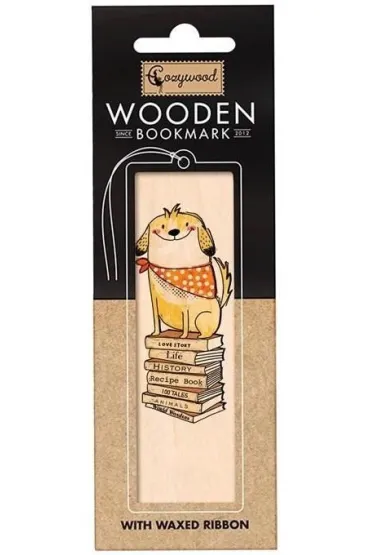 Zakładka drewniana Pies na książkach