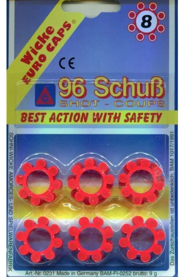 Kapiszony 8 strzałowe do bębenka 96 strzałów 0719 Wicke