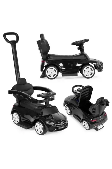 Jeździk pchacz autko Mercedes C CLASS interaktywna kierownica prowadnik czarny