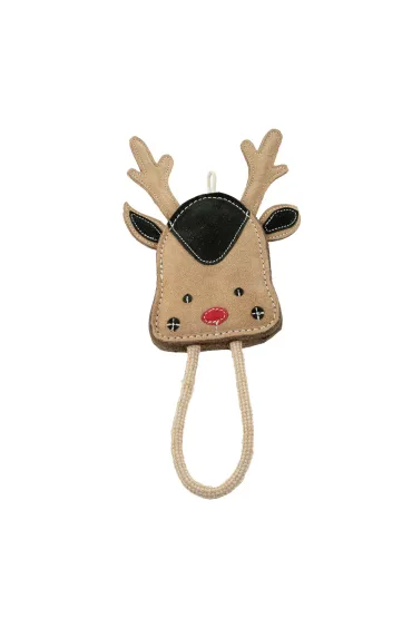 Zabawka dla psa, skórzana Renifer 16x11 cm + 13 cm lina
