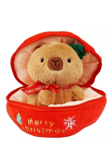 Maskotka kapibara w czerwonej bombce 22 cm