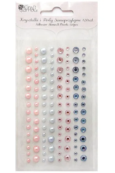 Kryształki i perły samoprzylepne Sweet pink & blue