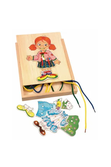 Drewniana układanka Dziewczynka do przebierania Przeplatanka 90017 Woody