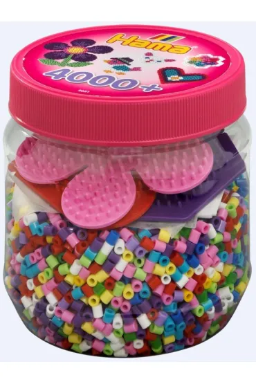 Hama Midi - Koraliki z podkładkami w tubie różowe