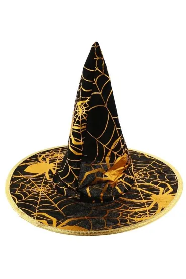 Kapelusz czarownicy ze złotą pajęczyną rozmiar S