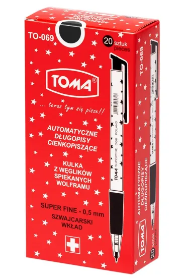Długopis Superfine aut. 0,5mm czarny (20 szt) TOMA