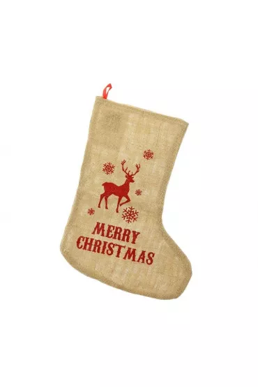 Skarpeta świąteczna z juty Renifer