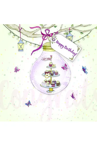 Karnet Swarovski kwadrat Urodziny tort Żarówka CL2805